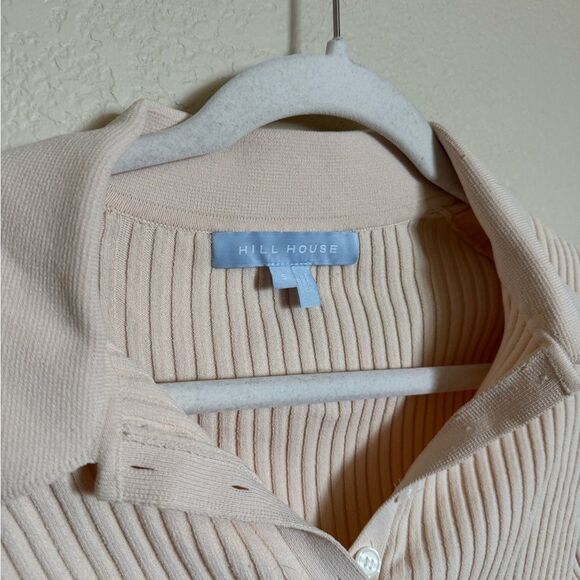 Hill House the Jenny Top Size Small in Cream Ribbed Polo Long Sleeve - Picture 3 of 5